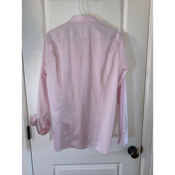 Ted Baker Shirt Mens 3 Small Pink White Geometric Button Down Cotton Flip Cuff - Picture 5 of 10